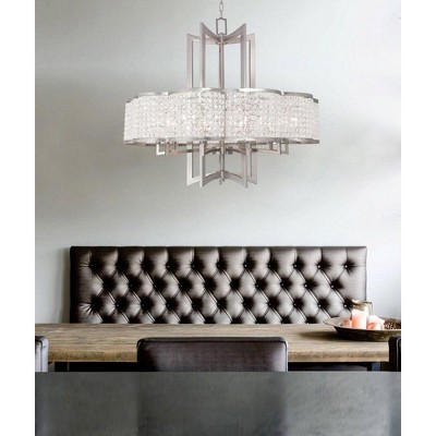 Brushed Nickel and Crystal 8-Light Chandelier