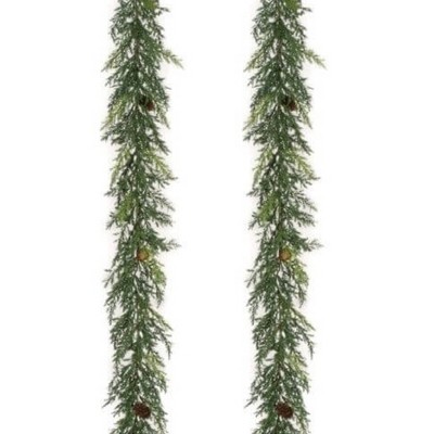 Sullivans 72" Artificial Arborvitae Christmas Garland Set, Green
