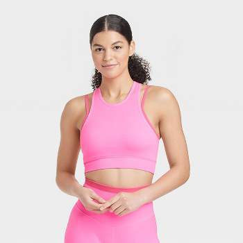 Women's Light Support V-neck Cropped Sports Bra - All In Motion™ Cream 2x :  Target