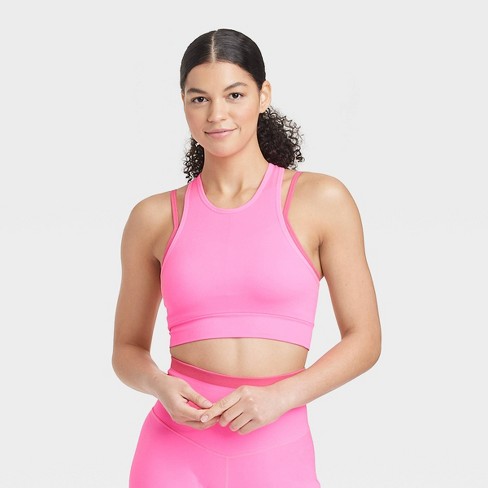 Women's Seamless Double Layer High Neck Bra - JoyLab™ Pink XS