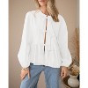 Women's Spring Fall Babydoll Peplum Blouse Shirt Puff Long Sleeve Bow Tie Front Trendy Cute Going Out Tops - 4 of 4