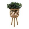 Set of 3 Wooden Planters with Stands - Handcrafted Bamboo & Plywood Plant Holders - Boho Indoor/Outdoor Home & Garden Decor - 20", 23", 26" Brown - 4 of 4
