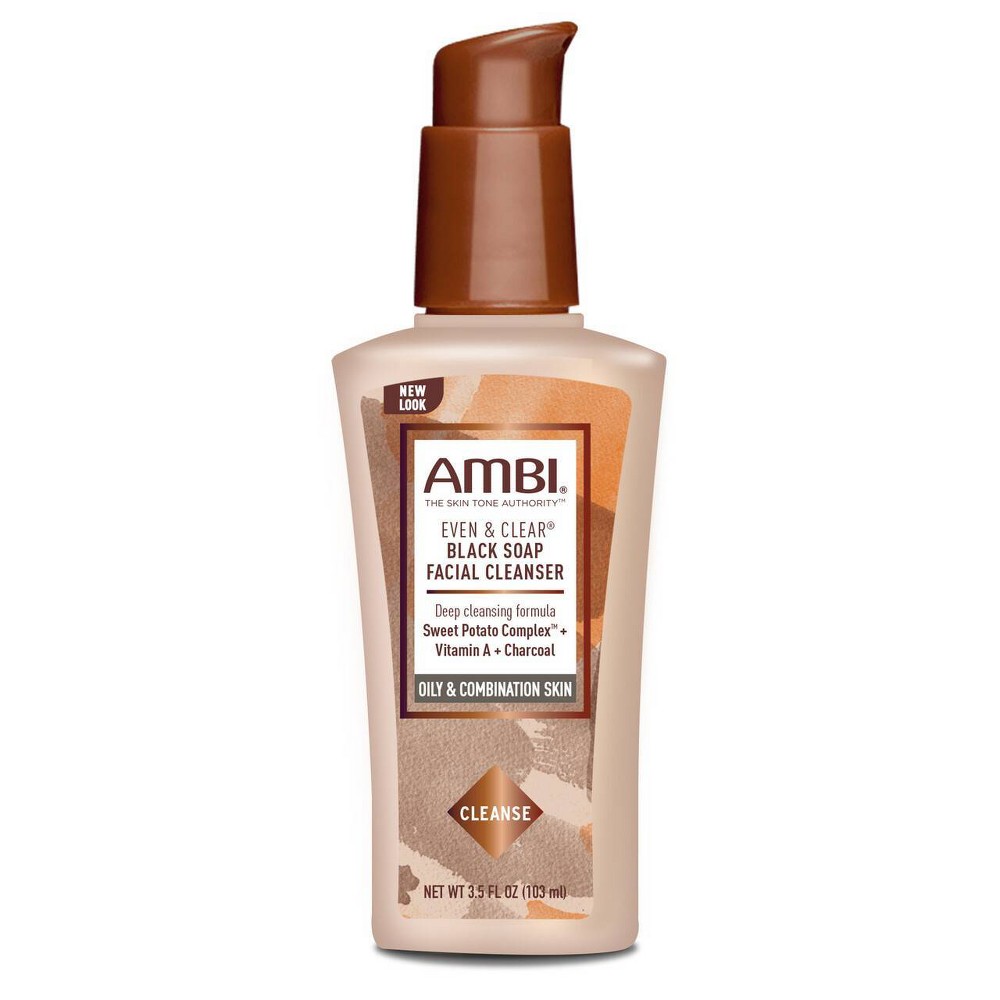 Photos - Facial / Body Cleansing Product AMBI Even & Clear Purifying Charcoal Black Soap Facial Cleanser - 3.5 fl oz