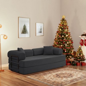 Mjkone Convertible Pull Out Sleeper Sofa Bed with Pillows&Movable armrest,Folding Mattress Couch, Removable Washable Floor Sofa - 1 of 4