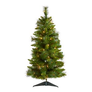 Nearly Natural 3-ft New Haven Pine Artificial Christmas Tree with 50 Warm White LED Lights and 93 Bendable Branches - 1 of 4