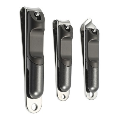 Unique Bargains Nail Clippers for Nail Care Portable Stainless Steel Zinc Alloy Titanium Tone Silver Tone 3 Pcs