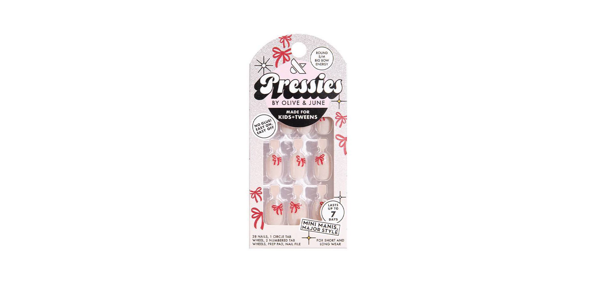 Olive & June Pressies Fake Nails - S Round - Big Bow Energy - 28ct