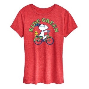 Women's - Peanuts - Ride Green Short Sleeve Graphic T-Shirt - 1 of 4