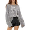 EXLURA Womens Oversized Graphic Leopard Print Long Sleeve Sweaters Chunky Knit Pullover Tops Fall Winter Sweater - 3 of 4