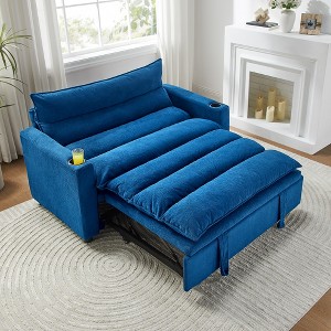 APRILSOUL 47in Multi-Functional Loveseat with Adjustable Backrest, 3-in-1 Convertible Sofa Bed, Velvet, Perfect for Living Room - 1 of 4