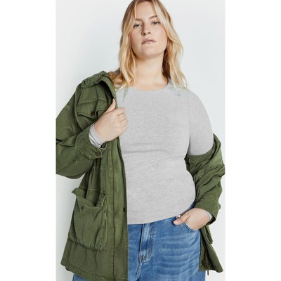 Women's Plus Size Noa Top - light grey marle | CITY CHIC