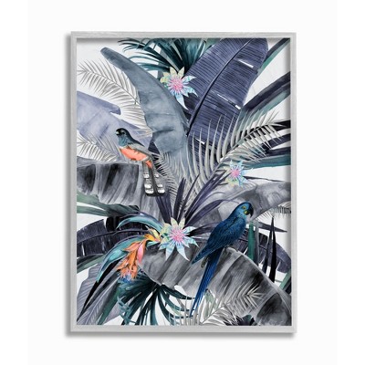 Stupell Industries Tropical Jungle Nature Parrot Bird Floral Scene