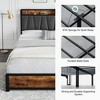 Bed Frame with Storage Headboard and Charging Station,Vintage Brown Platform - 3 of 4