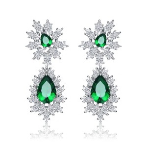 Guili Elegant Sterling Silver with Clear Cubic Zirconia Drop Earrings. Sparkling, Timeless Jewelry with a Sophisticated and Classic Design - 1 of 3