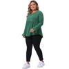 Women's Plus Size Pleat Peplum Curved Hem V Neck Ruffle Sleeve Casual Tunic Blouses - Agnes Orinda - 3 of 4