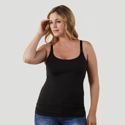 Plus Size XXL Maternity Nursing Cami Tank Tops for Breastfeeding 3 Pack Seamless with Built in Bra