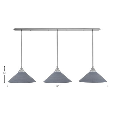 Toltec Lighting Stem 3 - Light Chandelier in  Brushed Nickel with 16" Gray Matrix Shade