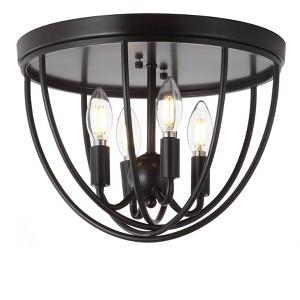 13.75" LED Metal Flush Mount Oil Rubbed Bronze - Jonathan Y: ETL Listed, 4-Bulb Ceiling Fixture - 1 of 4