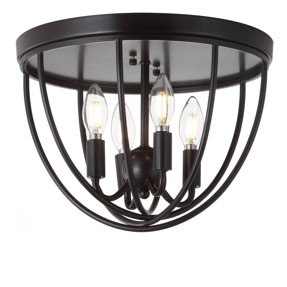 13.75" LED Metal Flush Mount Oil Rubbed Bronze - Jonathan Y: ETL Listed, 4-Bulb Ceiling Fixture