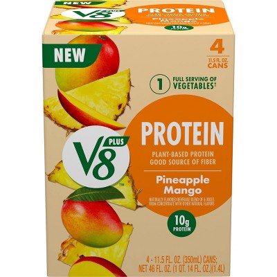 V8 +Protein Pineapple Mango Juice Protein Drink - 4pk/11.5 fl oz Cans