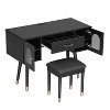Gulches Elegant Vanity Makeup Table & Chair Set, Modern Dressing Table with Organizer, Writing Desk, Charging Port, Black - 3 of 4