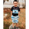 Little Kid Shorts Sets Kids Summer Beach Outfit  Pulm Leaves Pattren Short Sleeve Shirt Top with Shorts Suits - 4 of 4