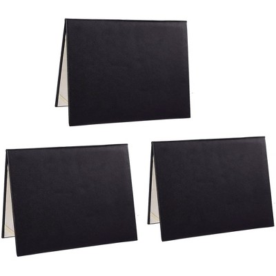 Juvale 3 Pack Certificate Frame Holder, Folder & Cover for Letter Size Documents, Files & Graduation Diploma, Black Leather, 11.5 x 9 in