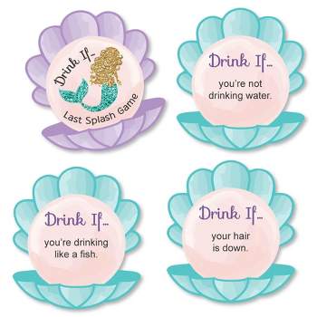 Big Dot of Happiness Drink If Game - Trading The Tail For A Veil - Mermaid Bachelorette Party or Bridal Shower Game Cards - 24 Count