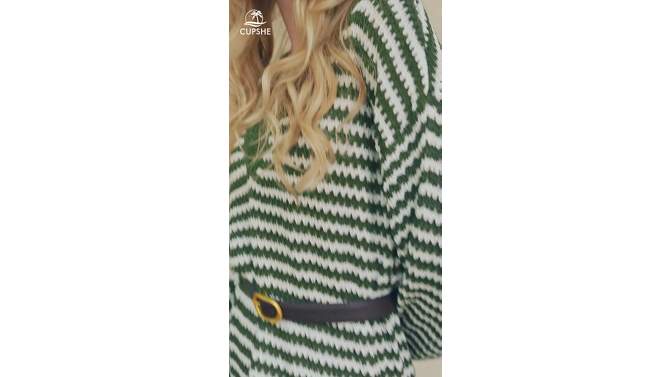 Women's Striped Long Sleeve V Neck Sweater Dress - Cupshe, 2 of 6, play video