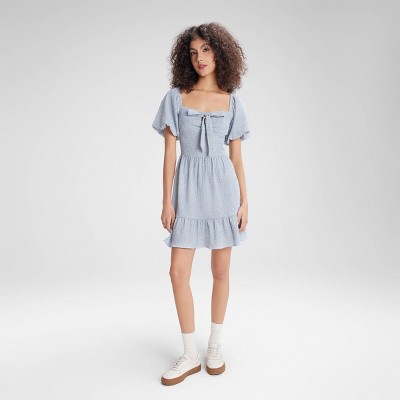 Women's Short Sleeve Mini Dress - Wild Fable™ Denim Striped M