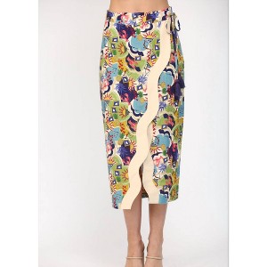 Women's Wave Contrast Detailed Wrap Skirt - Fate - 1 of 4