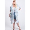 Slickblue Plus Size Maxi Cardigan, Zebra Pattern, Short Sleeve, Soft Rayon, Ivory/Blue, Size 1XL-3XL - 3 of 4