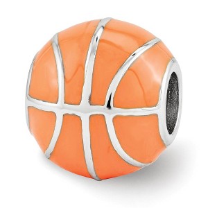 Black Bow Jewelry Sterling Silver & Orange Enameled Basketball Bead Charm - 1 of 3