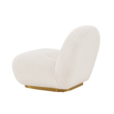 Edina White Boucle and Pine Wood Accent Chair