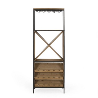 Fritsche Modern Industrial 47 Bottle Floor Wine Rack Natural/Black - Christopher Knight Home