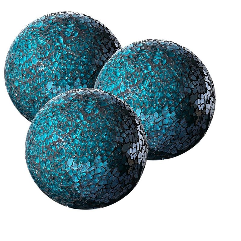 Whole Housewares 4'' Glass Mosaic Orbs for Bowls - Blue - Set of 3, 1 of 4