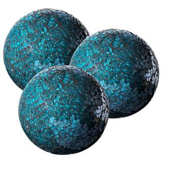 Whole Housewares 4'' Glass Mosaic Orbs for Bowls - Blue - Set of 3