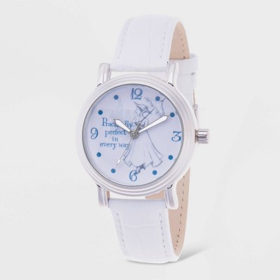 Women's Disney Mary Poppins Leather Strap Watch - White