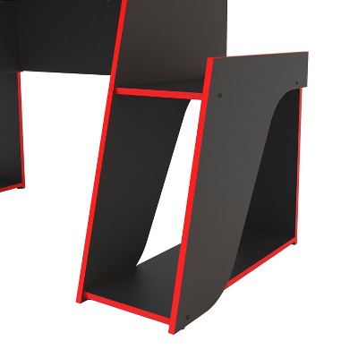 Kyoto Black and Red Gaming Desk with Keyboard Tray