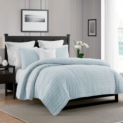Swift Home | Enzyme Washed Crinkle Channel Stitched 3-Piece Quilt Set