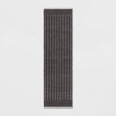 2'x7' Hand Woven Cotton/Wool Accent Rug Black - Threshold™