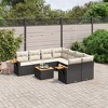 vidaXL 9 Piece Patio Sofa Set with Cushions Black Poly Rattan - Black and Cream - 2 of 4