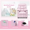 Infans Kids Youth Recliner Chair PU Leather w/Cup Holders & Side Pockets Pink - 4 of 4
