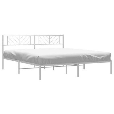 vidaXL Metal Bed Frame, Bed Base with Headboard, Bedstead for Bedroom Living Room, Mattress Foundation