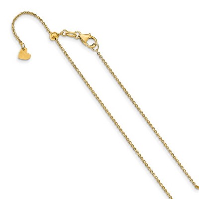 Black Bow Jewelry 1.25mm 14k Yellow Gold Adjustable Flat Cable Chain Necklace