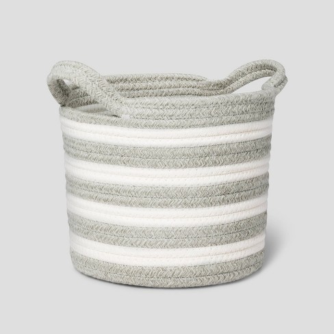 Small Striped Coiled Kids' Rope Basket Gray - Pillowfort™ : Target