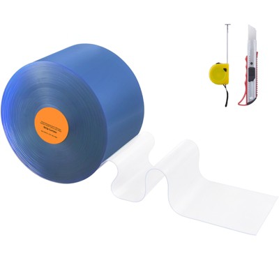 VEVOR Strip Curtain, 164' Length x 8" Width x 0.08" Thickness, Clear PVC Smooth Curtain Strip Door Bulk Roll, Plastic Door Strips