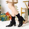 Allegra K Women's Lace Up Pointed Toe Block Heel Ankle Booties - 2 of 4
