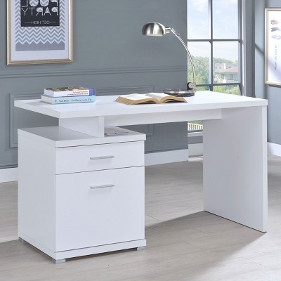 Sapphtopaz 47" Modern Office Desk with 2 Drawers Reversible Computer Desk with File Cabinet Executive Work Desk for Home Office, Bedroom