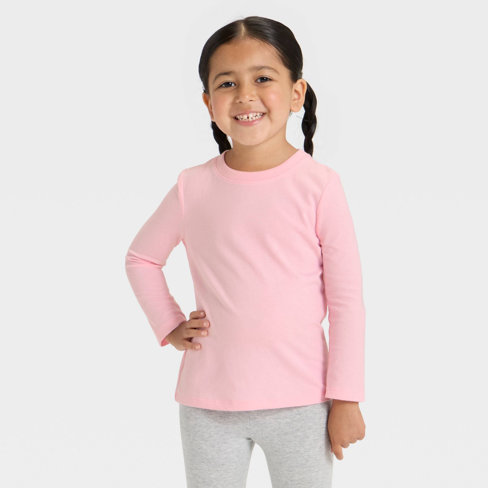 Toddler Girls' Long Sleeve Solid T-Shirt - Cat & Jack™ Pink 3T